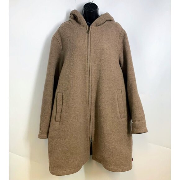 Woolrich Women's‎ Wool Long Full Zip Hooded Warm Outdoor Jacket Size 2X - Picture 1 of 15